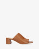 Brown leather heeled mules