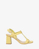 Yellow leather heeled sandals