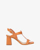 Orange leather heeled sandals