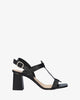 Black leather heeled sandals