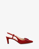 Backless court shoe in burgundy suede with bow