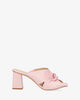 Sandały skórzane na obcasie różowe