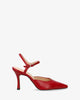 Slingback leather heels red