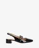 Black patent leather slingback heeled ballerina