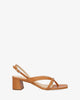 Heeled sandals in brown leather
