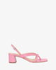 Heeled sandals in pink leather