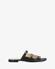 Black leather flat sandals