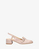 Heeled slingback loafers in pink leather