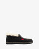 Black ankle high slippers.