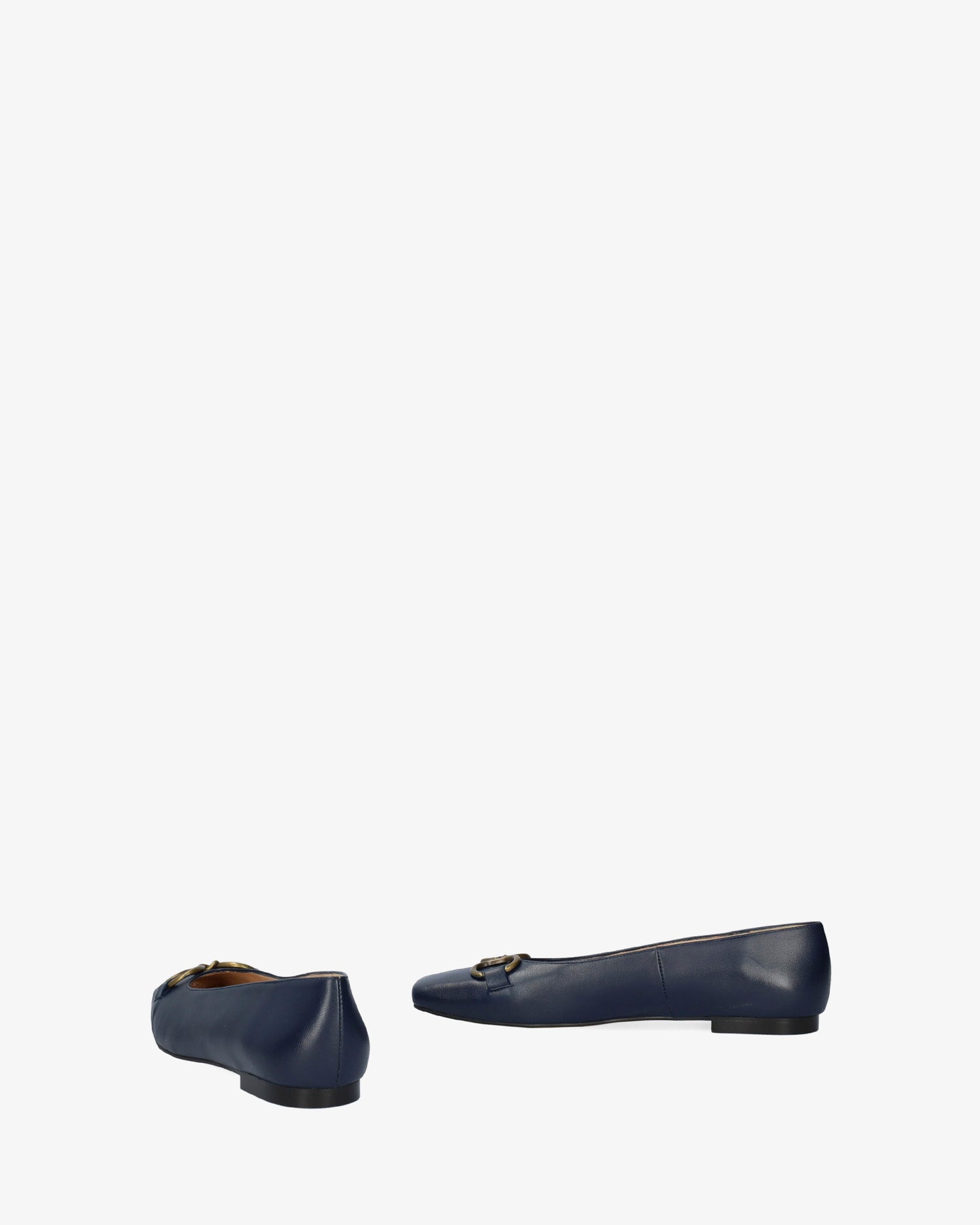 Bailarina en piel de color marino punta cuadrada