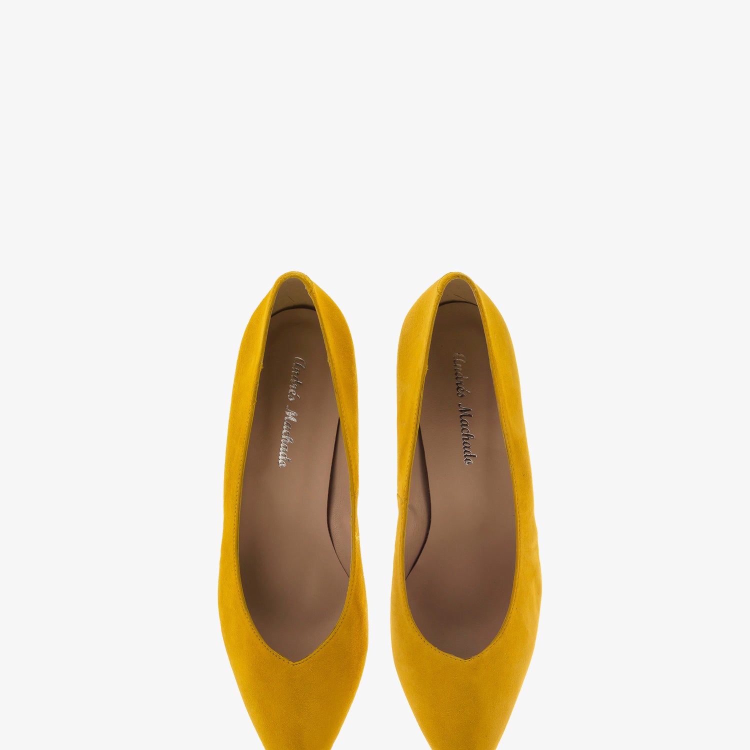 Fine tip mustard suede court shoes