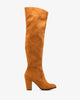 High-leg boots in camel suedette