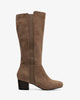 Mid-calf boots in taupe suedette