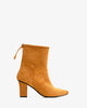 Mid-calf camel suedette booties