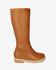 Mid-calf boots in camel faux leather