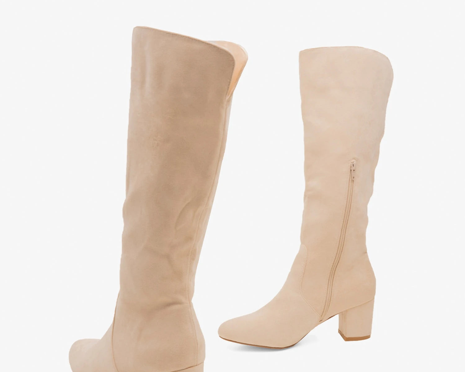 Bota de tacón en ante hueso