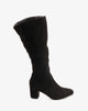Heeled mid-calf boots in black faux suede