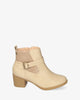 Heeled booties in off-white faux leather