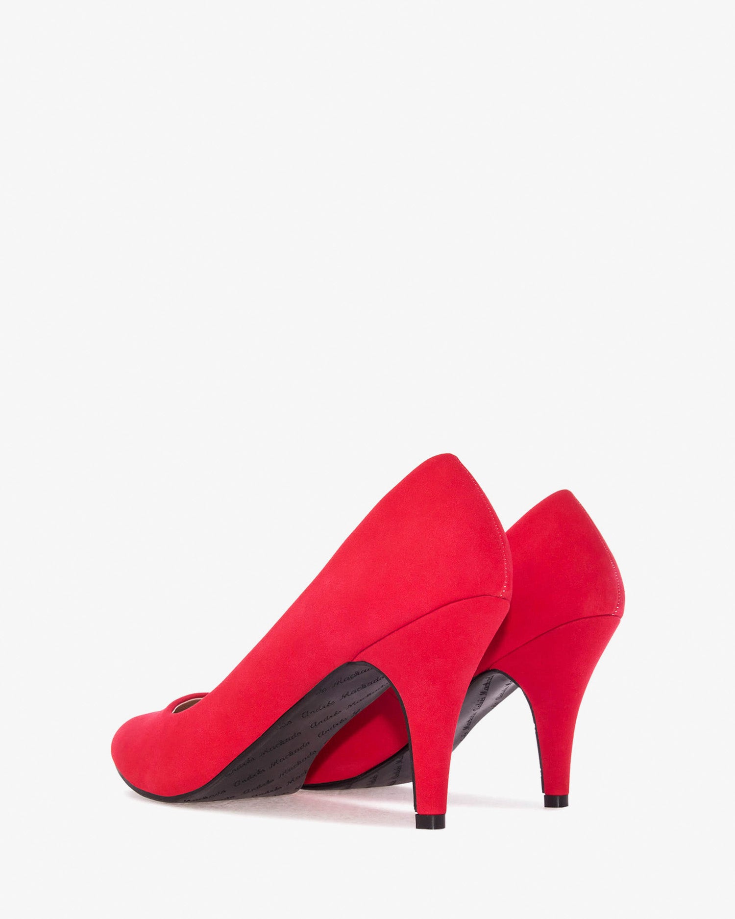 Buty salonowe retro w simil nobuck czerwonym