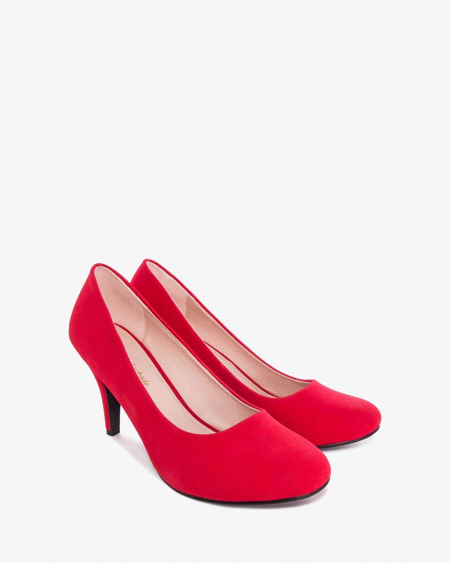 Buty salonowe retro w simil nobuck czerwonym