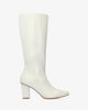Botte à talon simili cuir blanc