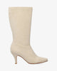 Stiefel aus velourlederimitat in creme