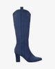 Botte haute en suédine bleue marine