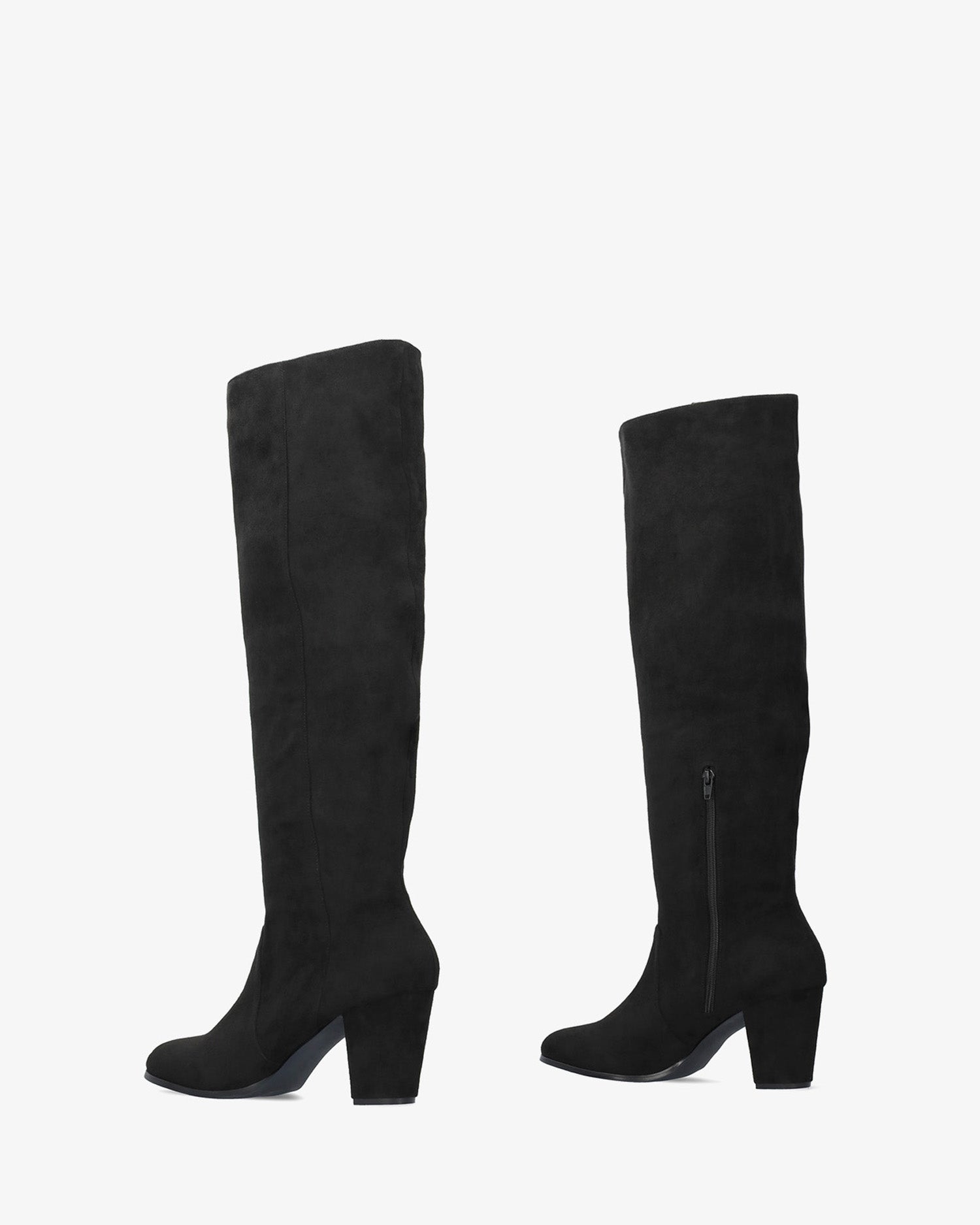 Bota de tacón en símil ante negro