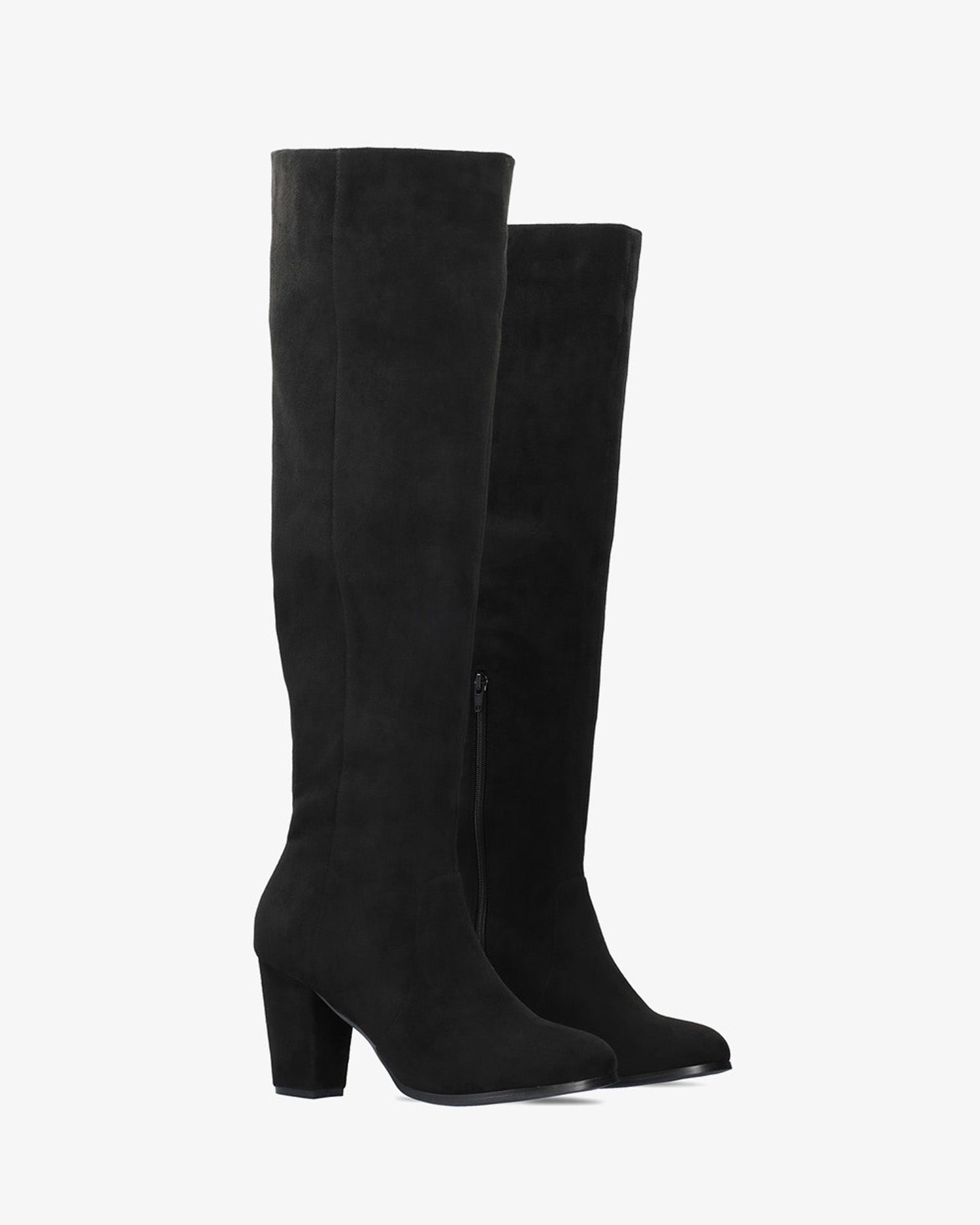 Bota de tacón en símil ante negro