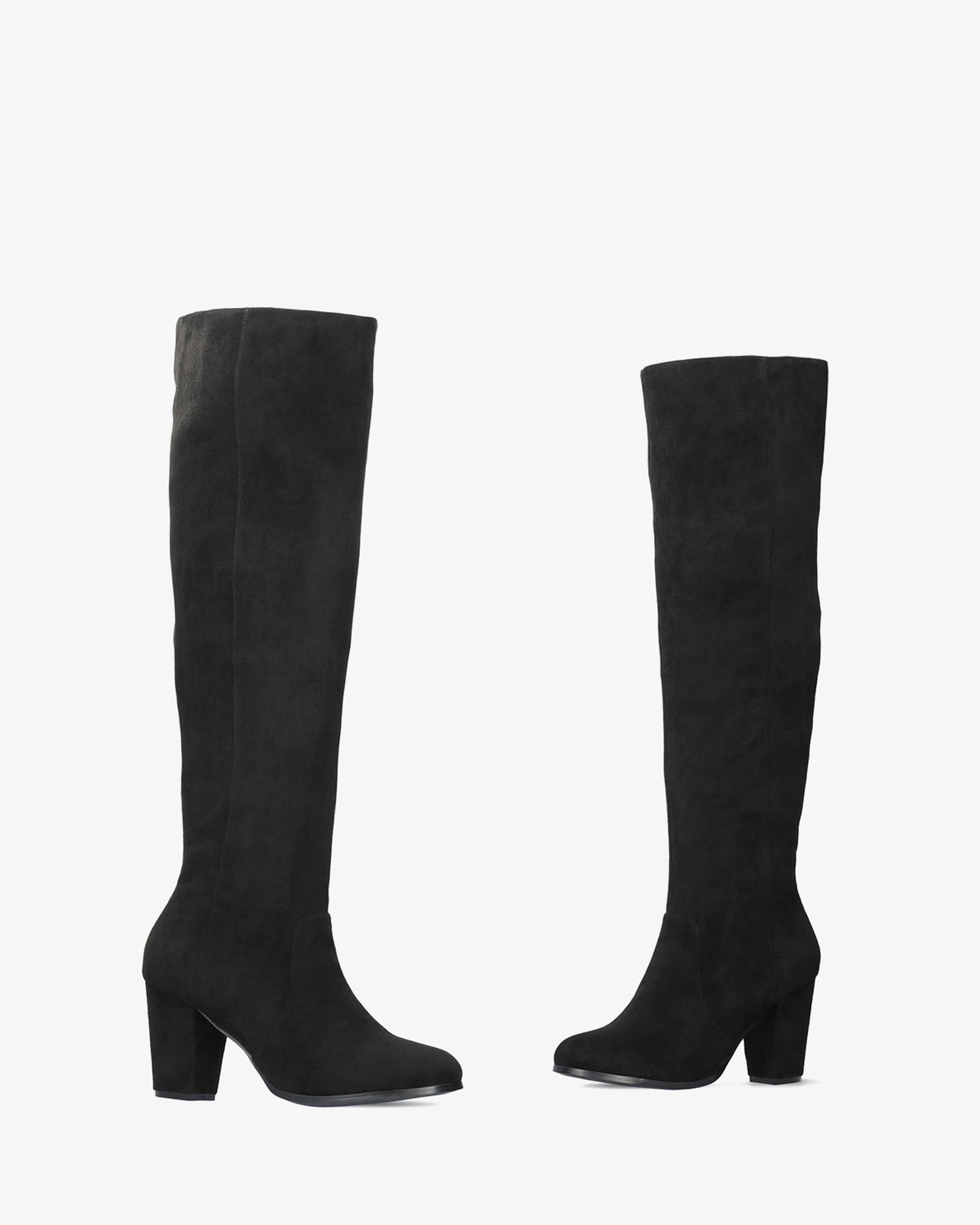 Bota de tacón en símil ante negro