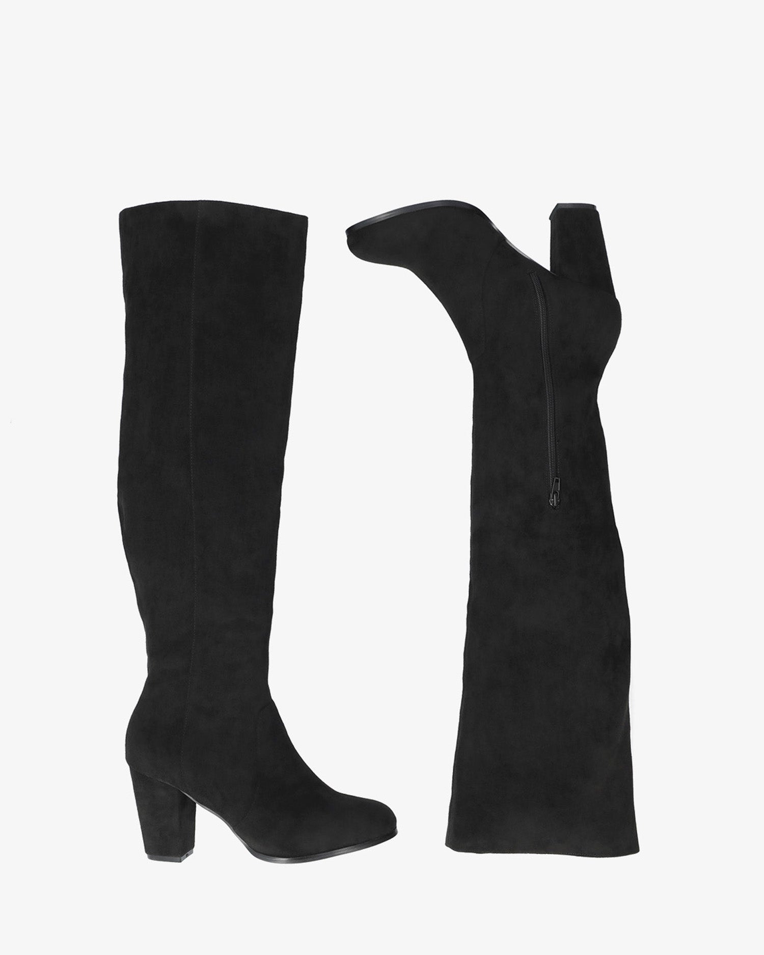 Bota de tacón en símil ante negro