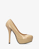 Braune lack high-heels mit 14 cm absatz
