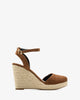Sandalen mit keilabsatz aus braunem velourlederimitat
