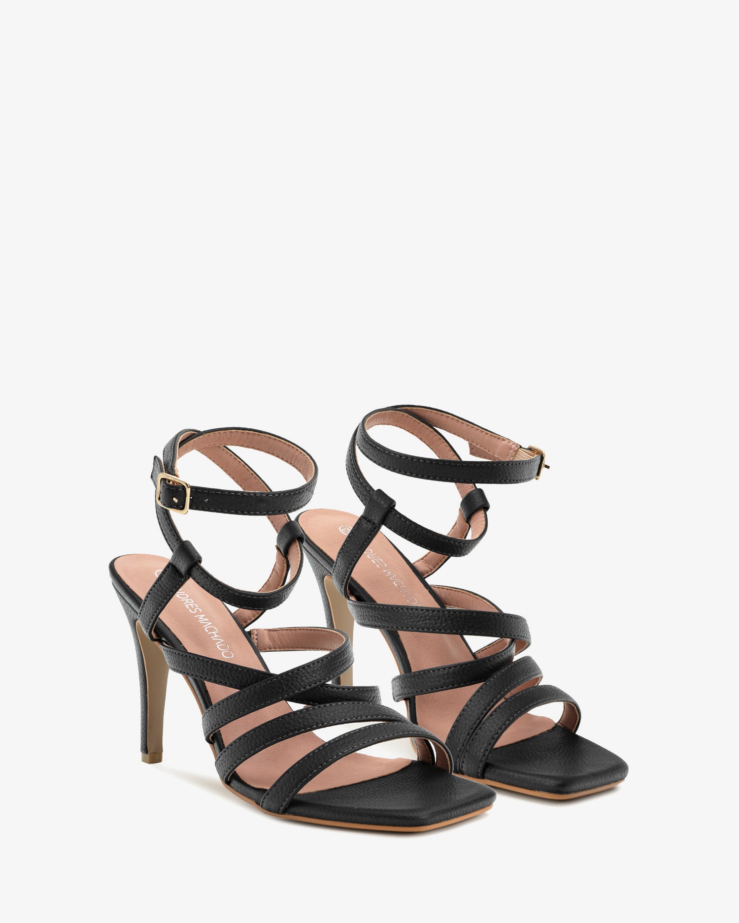 Sandales en soft noir à lanières