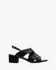 Black faux leather sandals
