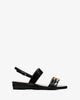 Black croc wedge sandals