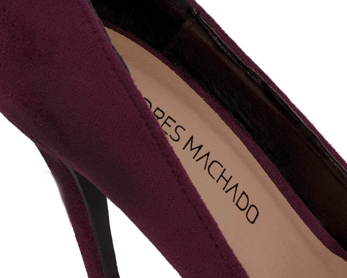 Zapato tacón en ante burdeos