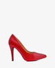 Heeled shoes in red faux leather