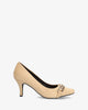 Heeled shoes in beige faux suede with chain link detail