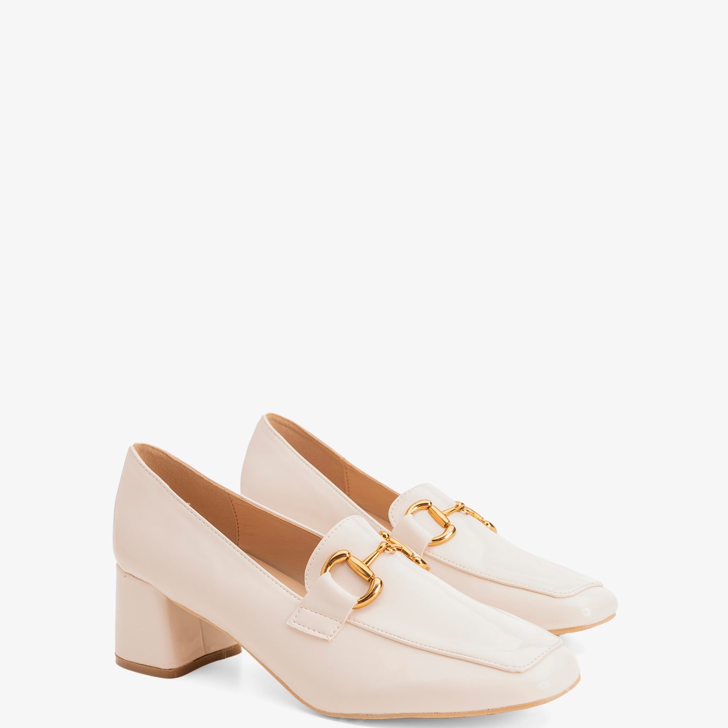Mocassins talon en cuir vernis blanc – Andypola1