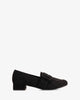 Moccasins in black faux suede and buckle detail