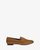 Penny loafer in camel colored faux leather