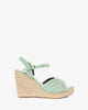 Espadrille compensée en suédine vert menthe