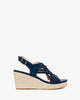 Navy faux suede espadrilles with jute wedge