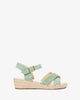 Mint faux suede sandals with jute wedge