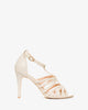 Sandale à talon fin en simili cuir écrue