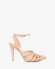 Nude faux leather- pointed toed court shoes