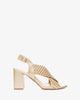 Braided gold faux leather sandals
