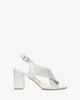 Braided silver faux leather sandals