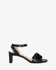 Black faux leather sandals